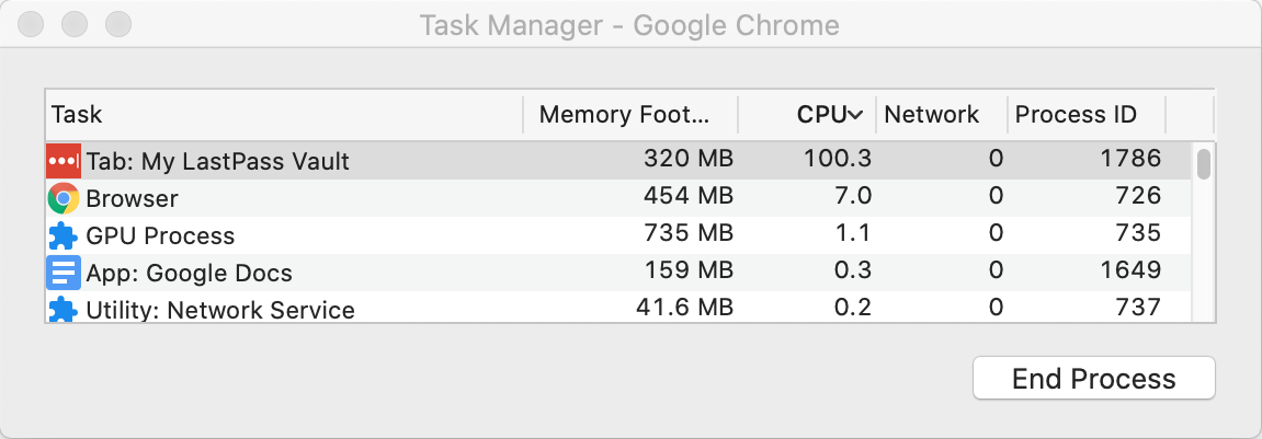 Lastpass  usage after opening account properties